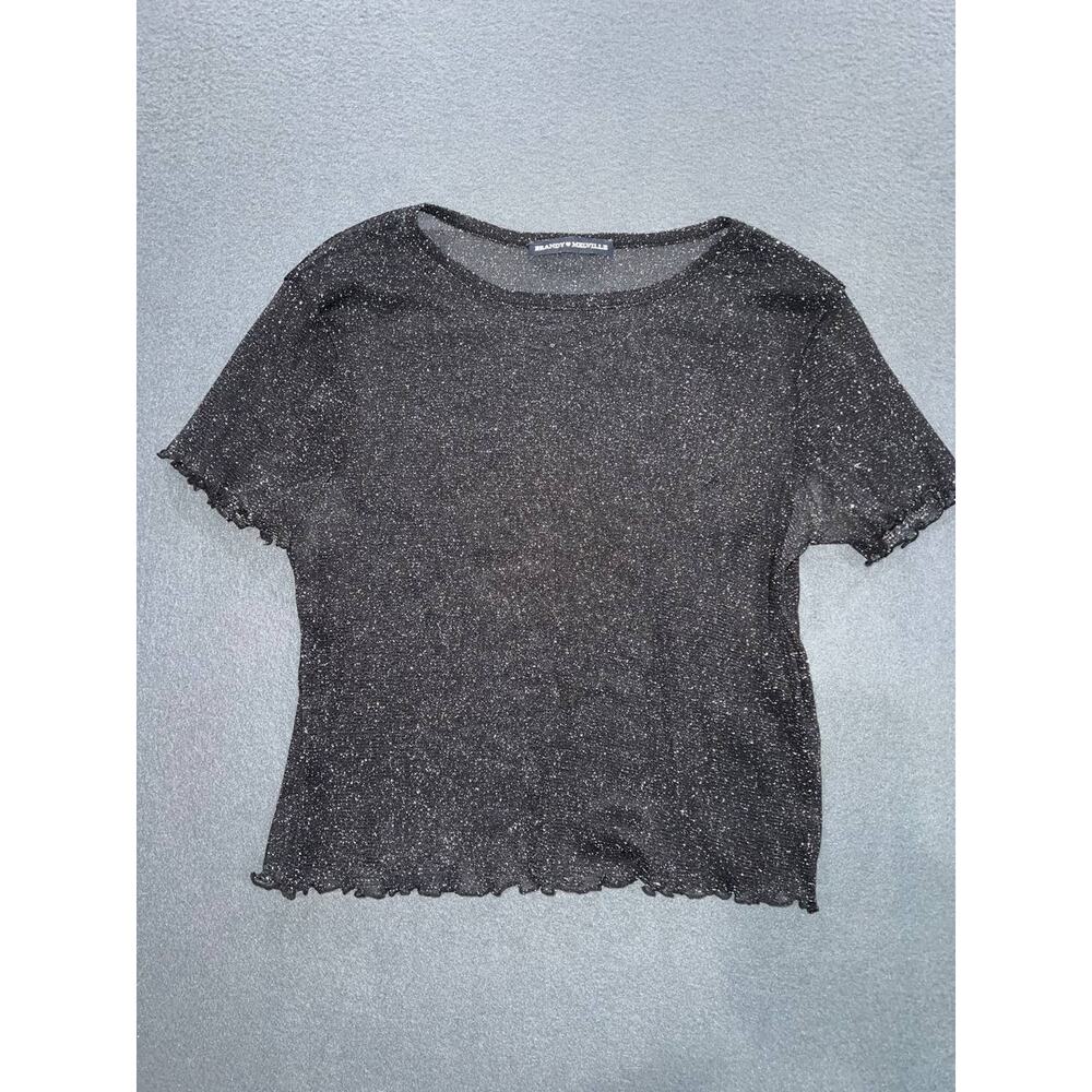 Brandy Melville Glitter Crop Top sheer Y2K Silver black crop ruf Small A008809 - Picture 6 of 6